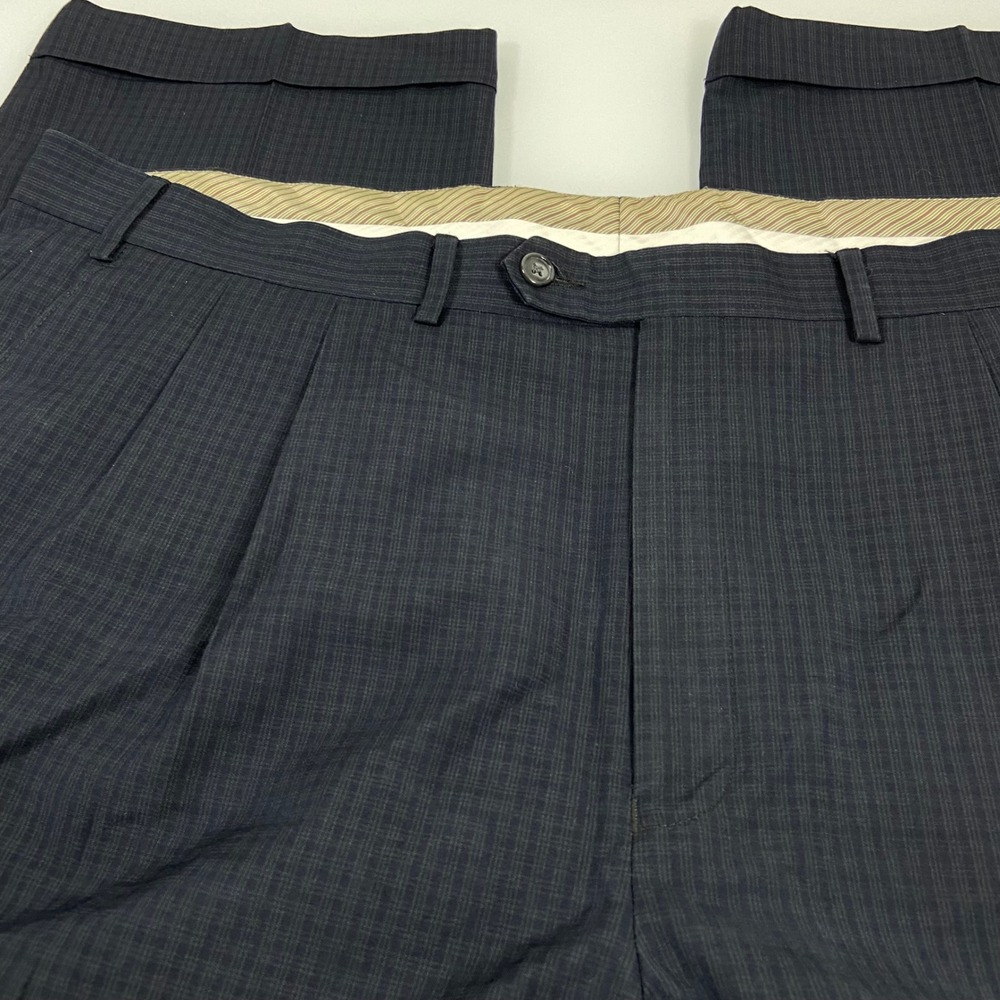 Lauren Ralph Lauren Mens 42x28 Black Plaid Pleated Dress Pants Classic